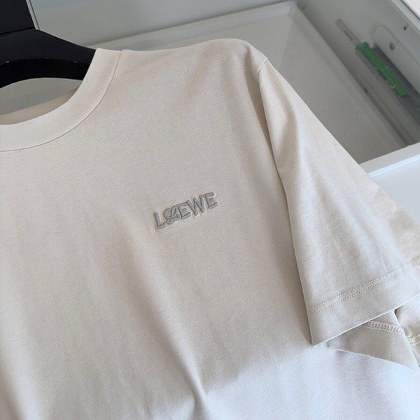 ロエベ コピー ロゴ エンブロイダリークルーネック Tシャツ 2色 lok24536